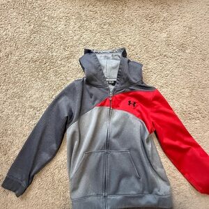 Under Armour Kids' Two-Tone Gray and Red Hoodie